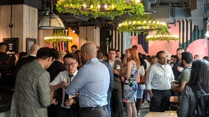 Tech Startups, Investors, Innovators Networking with Elevator Pitch